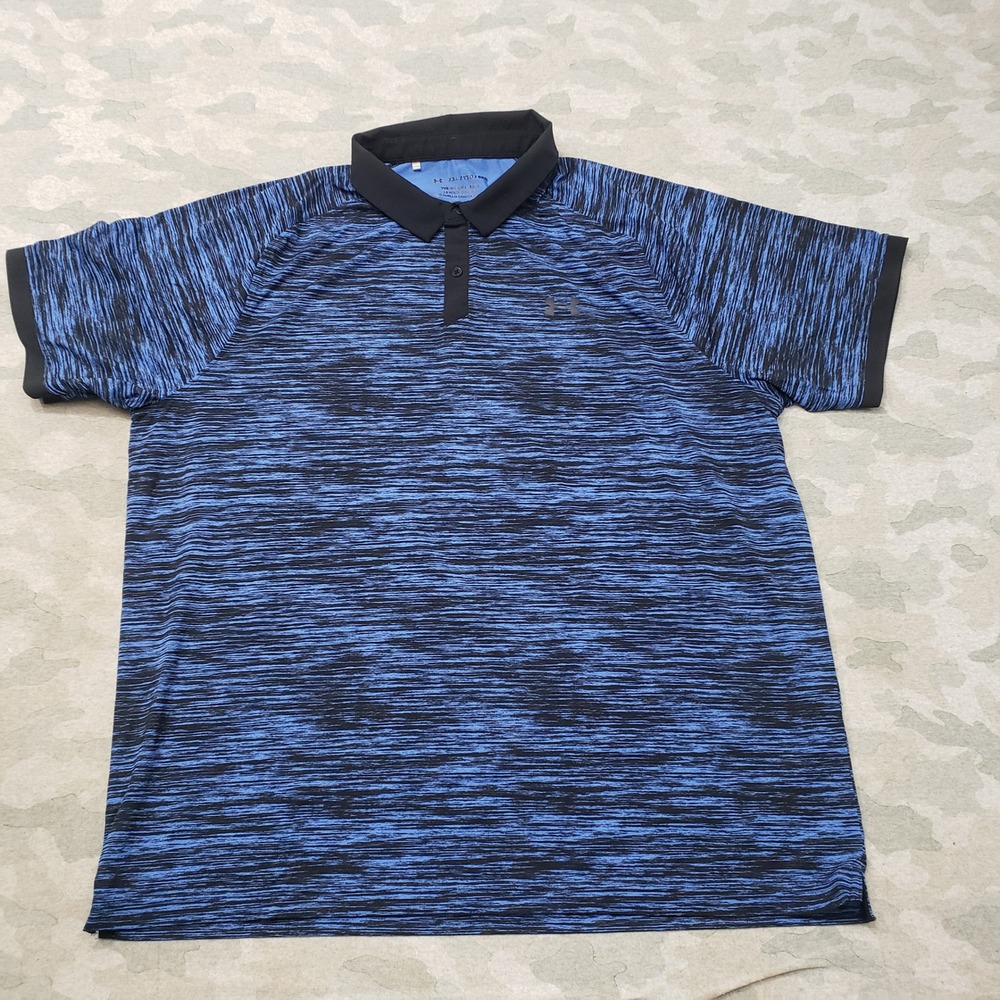 Under Armour Iso-Chill Polo Shirt Mens XXL Blue HeatGear Golf Short Sleeve